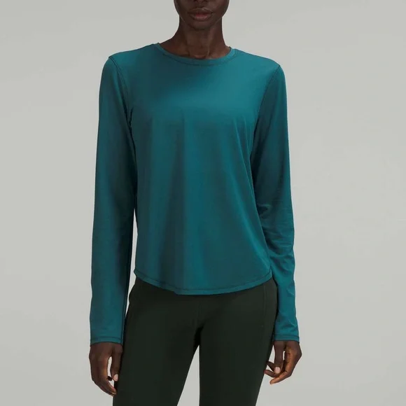 Lululemon High-Neck Running and Training Long Sleeve Shirt- green jasper - Picture 1 of 7